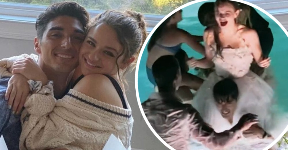 Joey King plays on Taylor Zachary Perez’s shoulders at his wedding