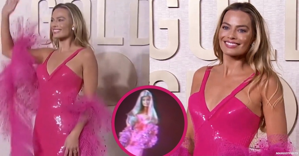 Margot Robbie indossa il look di Superstar Barbie ai Golden Globes