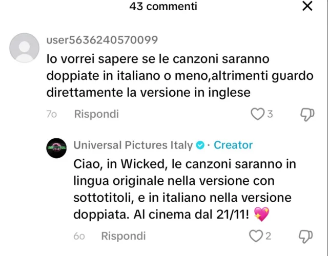 canzoni wicked doppiate in italiano